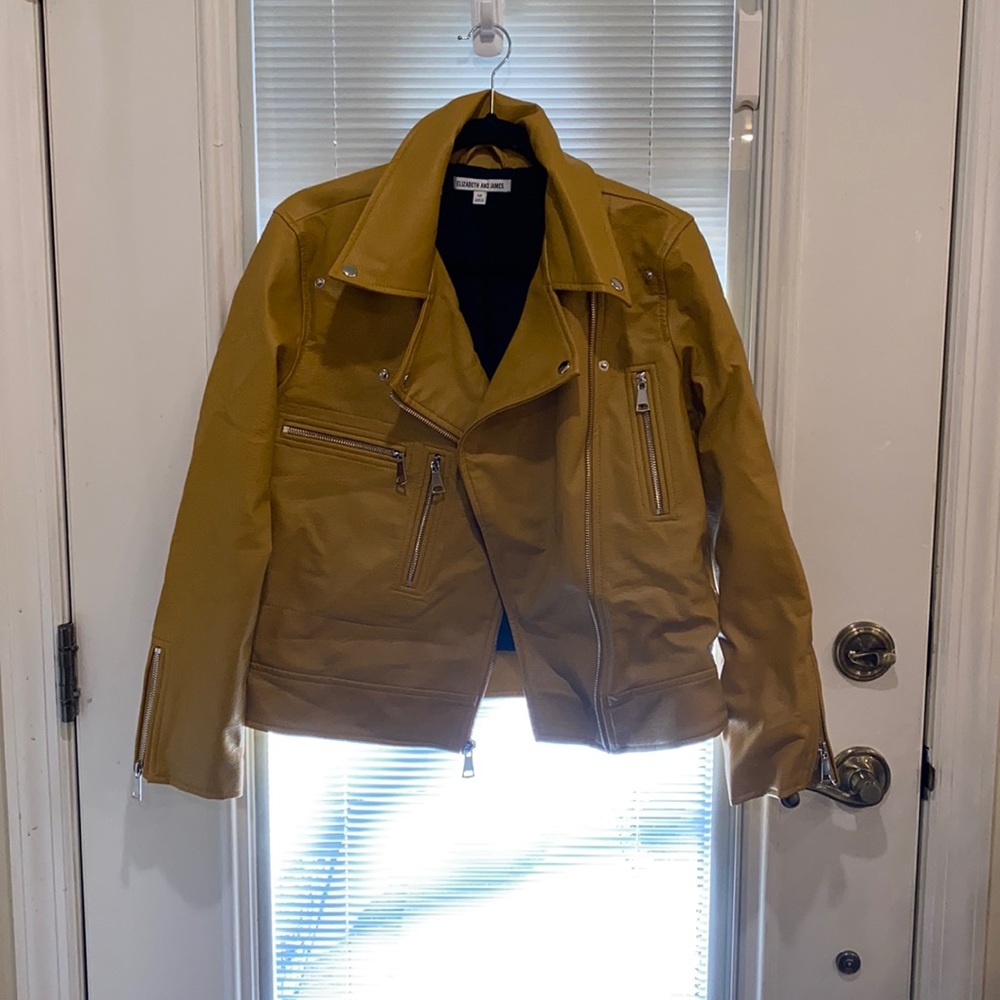 Yellow leather jacket - size medium